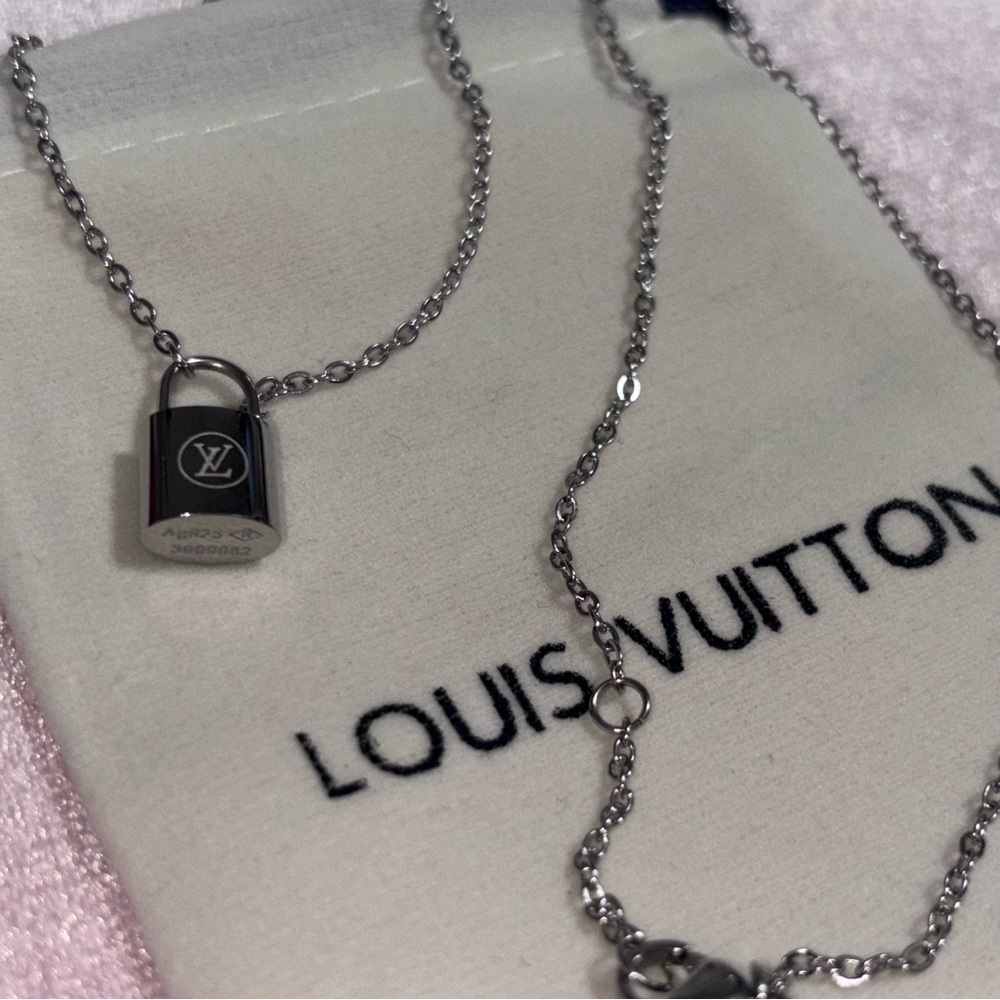 LV Monogram Ag925 Lock Pendant Necklace